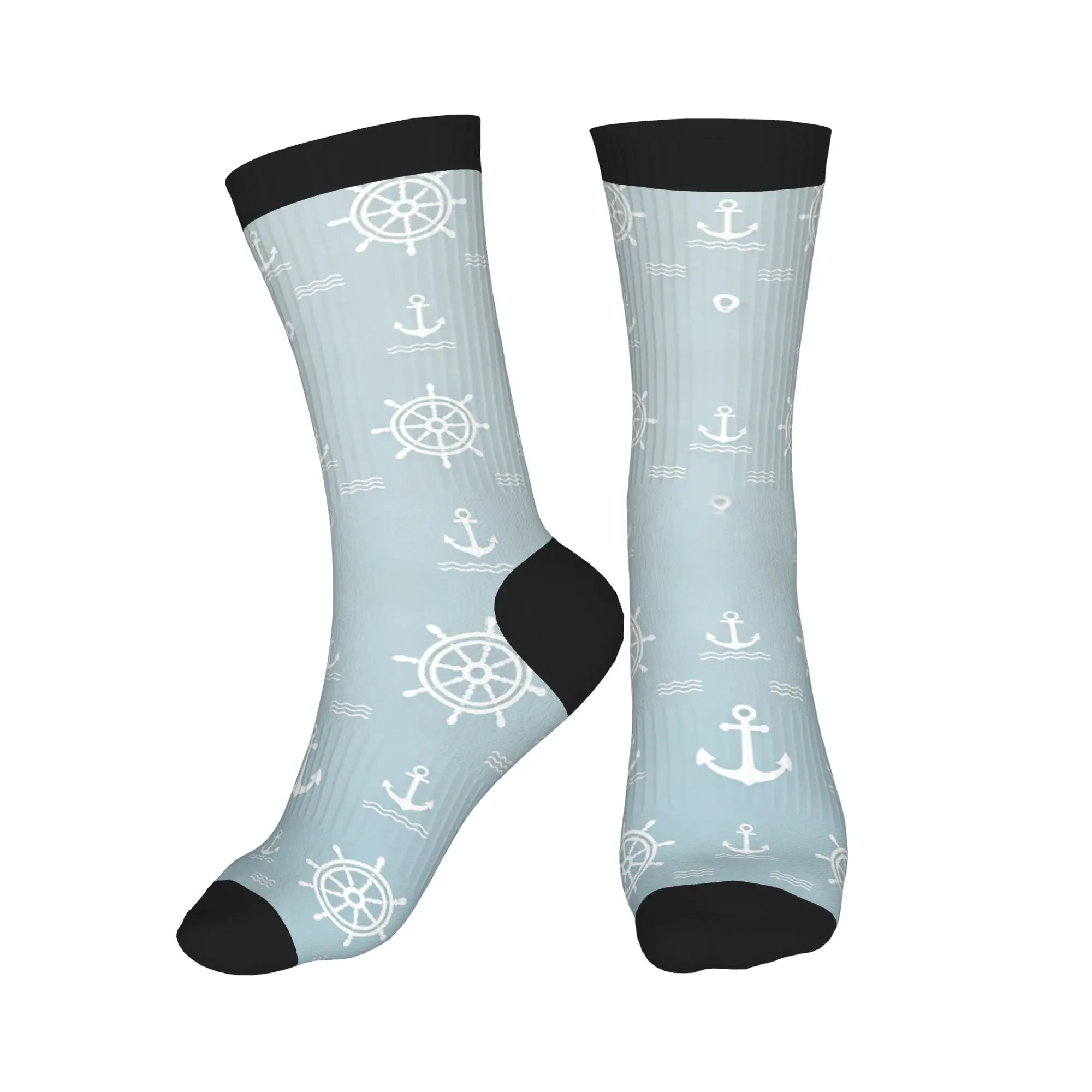 Nautical Print Socks Color Block Socks  Printed Stretch Moisture Wicking Workout Outdoor Daily Wear Keepsake