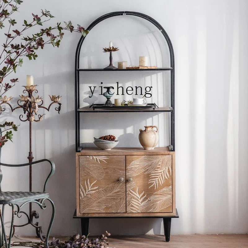GZ French Style Retro Porch Side Cabinet pastoral retro magazine rack rack creative old homestay home display rack