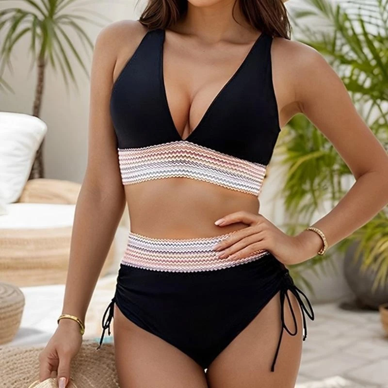 Women High Waist Swimsuit V Neck Push Up Swimsuit Tummy Controlled Swimwear Bathing Suit Stylish V Neck Swimming Costume