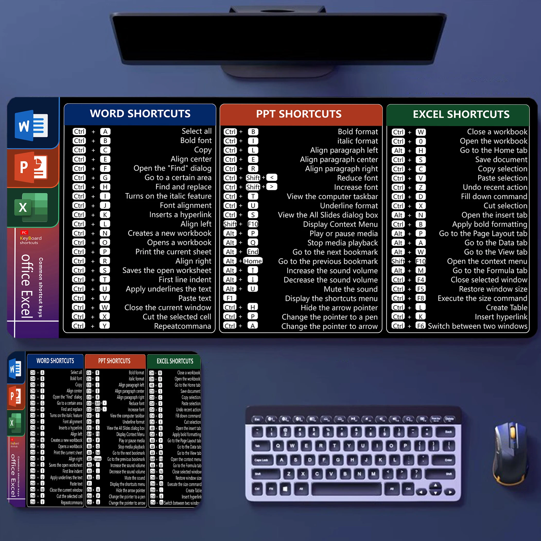 Simple Windows Shortcuts Mouse Pad Windows Linux Office WPS PowerPoint Shortcut Large Desk Pad Excel Shortcut Pattern Mousepad