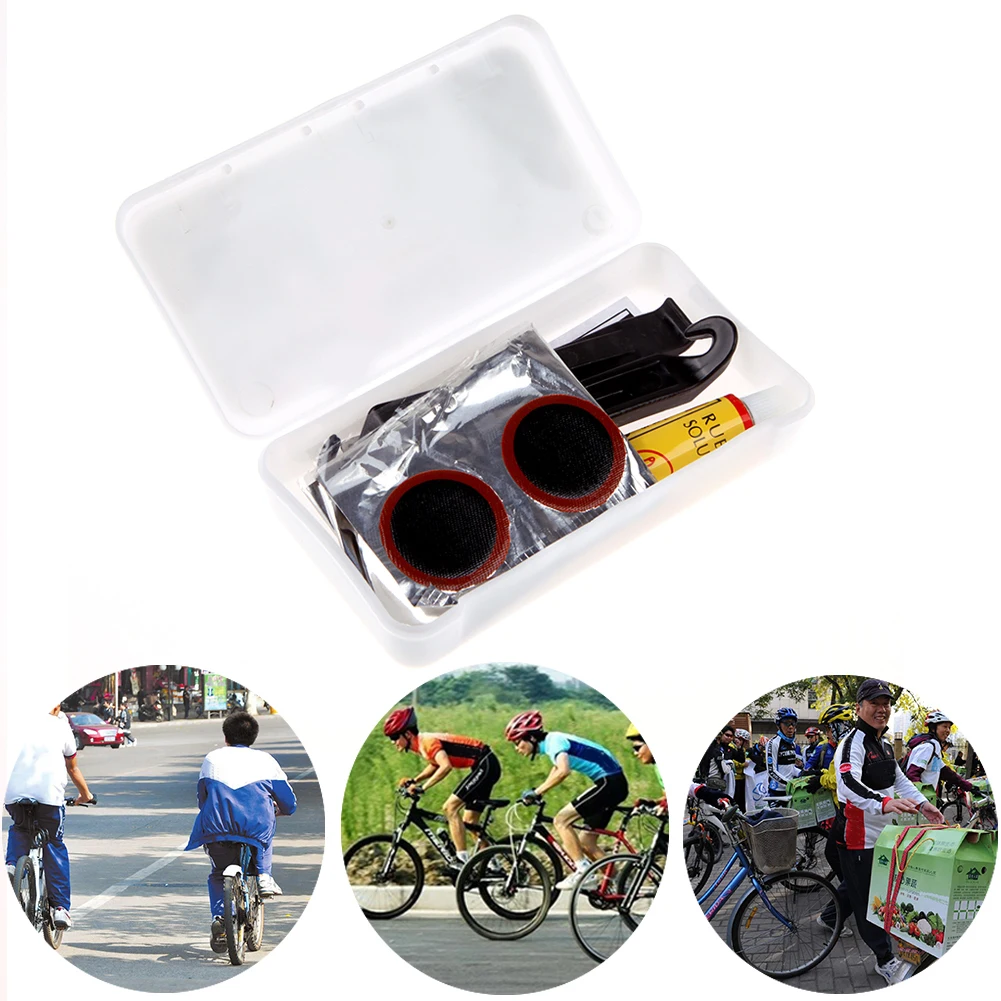 Tire Puncture Repair Tool Set Tire Patch/Tire Lever/Rasp Bike Tire Repair Kit with Case Bicycle Tire Repair Set for Flat Tires