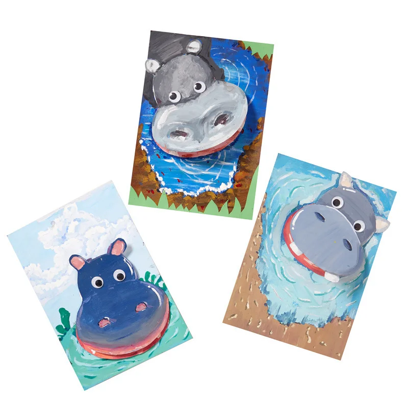 1Pcs Diy Production Material Package Hippo Handicrafts Creative Puzzle Crafts Graffiti Educational Toy Kids Gift New