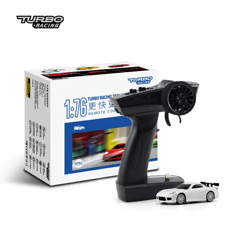 Turbo Racing Drift carro de controle remoto com giroscópio rádio, brinquedos RC proporcionais completos, kit RTR, presentes infantis, 1:76, C64,