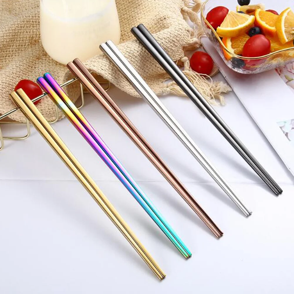 

DOITOOL 5 Pairs Black Metal Cooking Chopsticks Reusable Flatware Square Titanium Plated Wallpaper Smoother Tool
