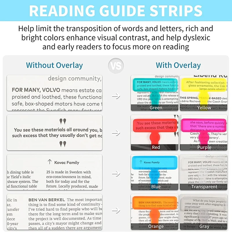 20 Pieces Dyslexia Tools For Kids Reading Guide Strips For Kids Highlighter For Reading Kids Reading Aids