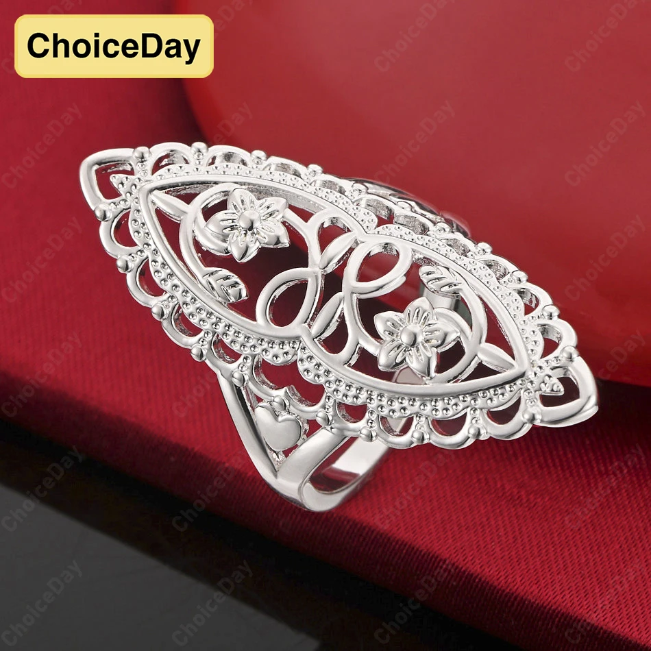 

ChoiceDay 925 Sterling Silver 7/8/9/10 Exquisite Pattern Hollow Ring Women Jewelry Accessories Party Charm