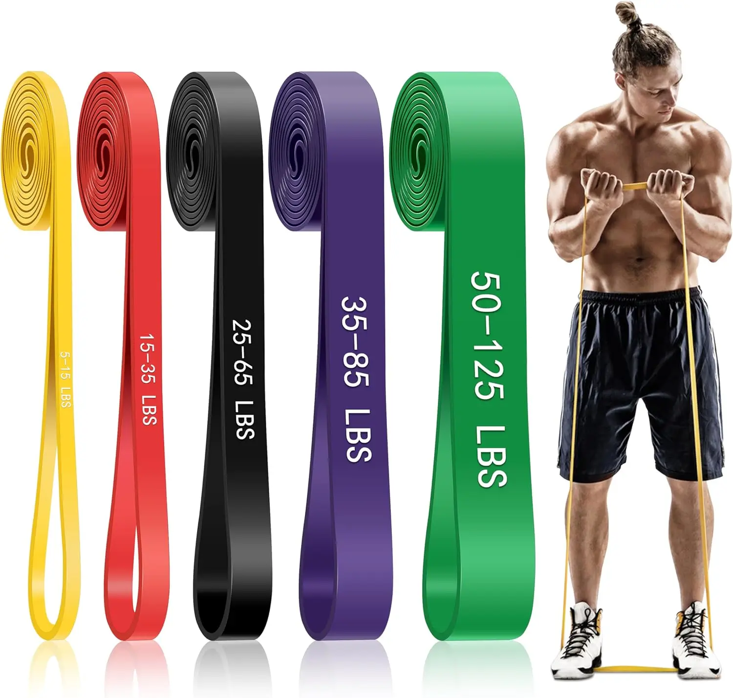 Pull Up Assistance Bands, 5-Level Resistance Bands for Working Out, Pull Up Bands for Men & Women, Exercise Bands for Full-Body