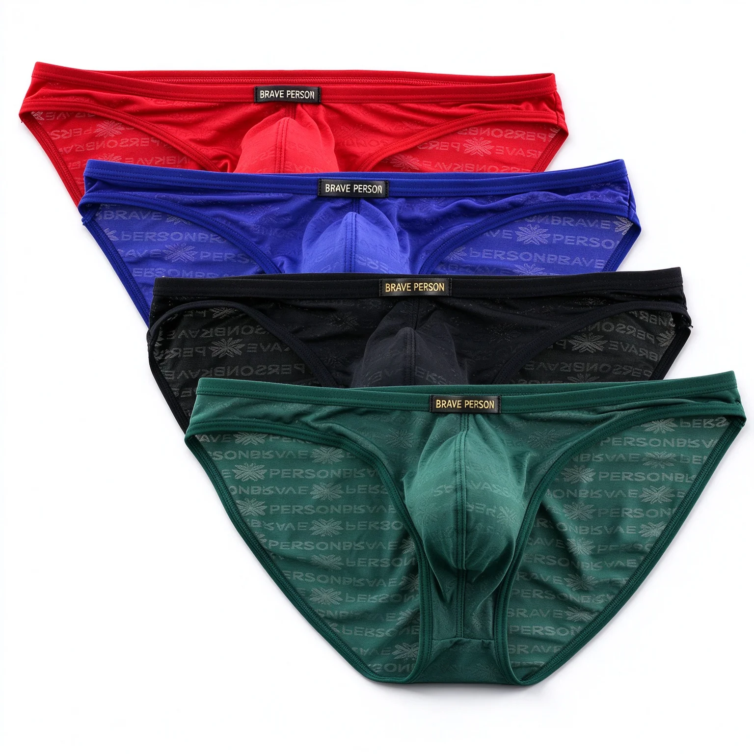 Men's Low Waist Mesh Breathable Bikini Briefs with Bulge Pouch Soft Comfort Underwear Seamless Boxer Shorts