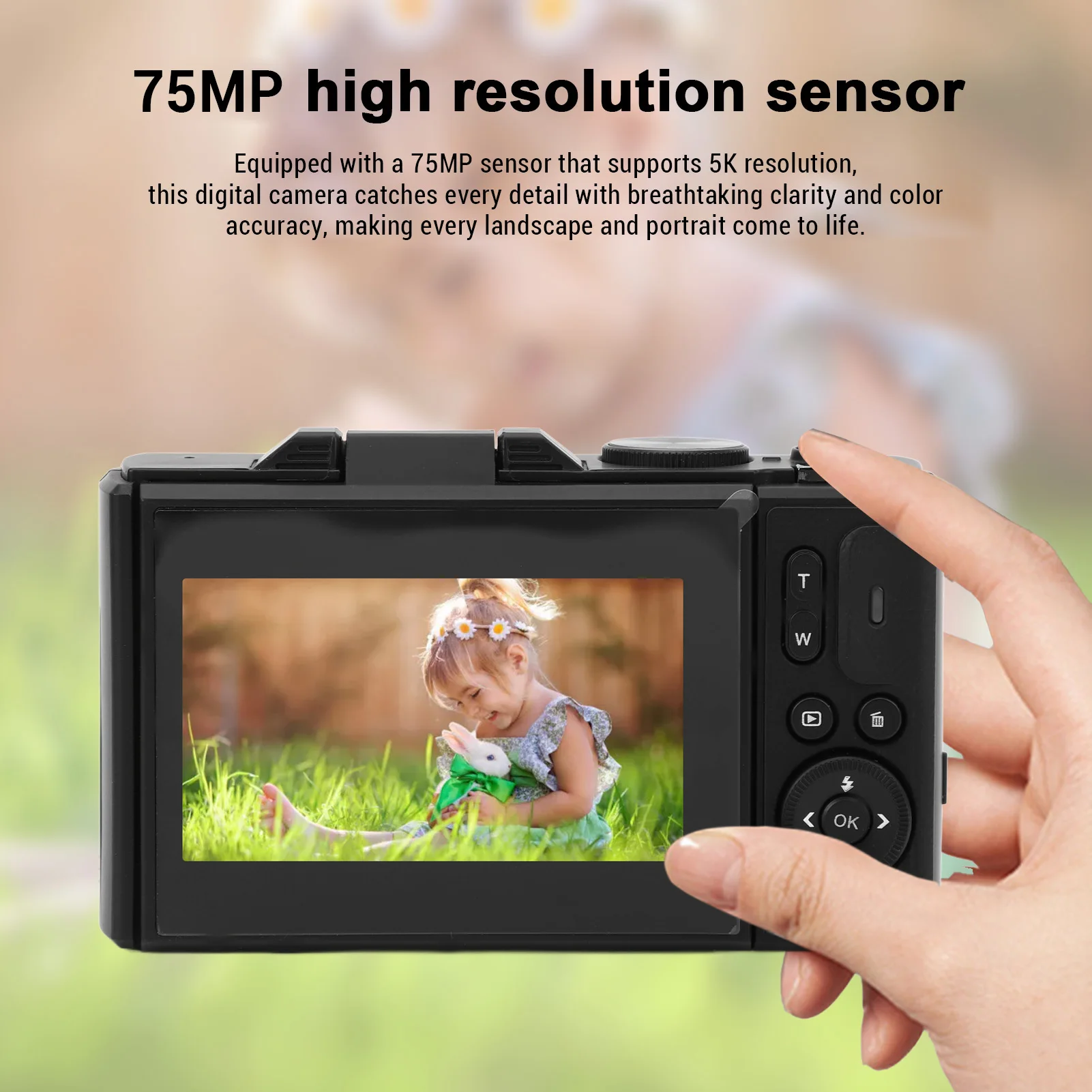 5K Digital Camera 75MP HD with 3 Inch Screen  18X Digital Zoom Autofocus Retro Mirrorless Camera  for Travel Photography
