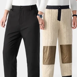 Pantalones térmicos de Cachemira para hombre, pantalones gruesos impermeables a prueba de viento, Material de grafeno, hasta la rodilla, cálidos, de lana, para negocios y ocio, invierno, 2024