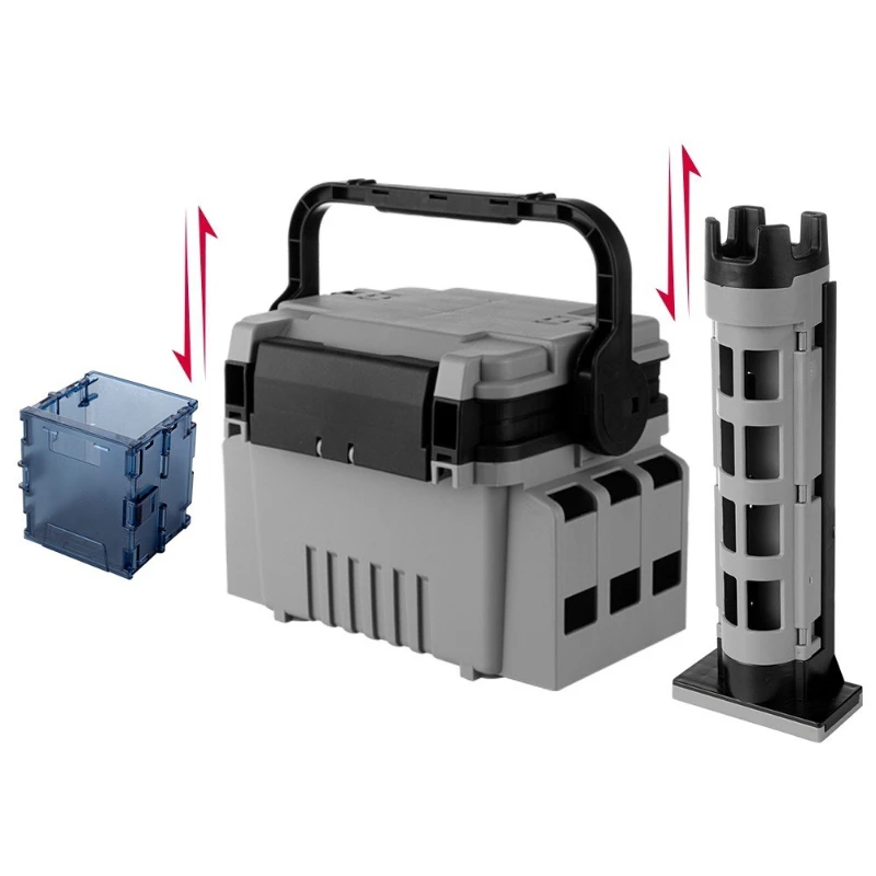 

Outdoor Multifunctional Double Layer Lure Fishing Box Fishing Accessories Storage Box Pole Holder