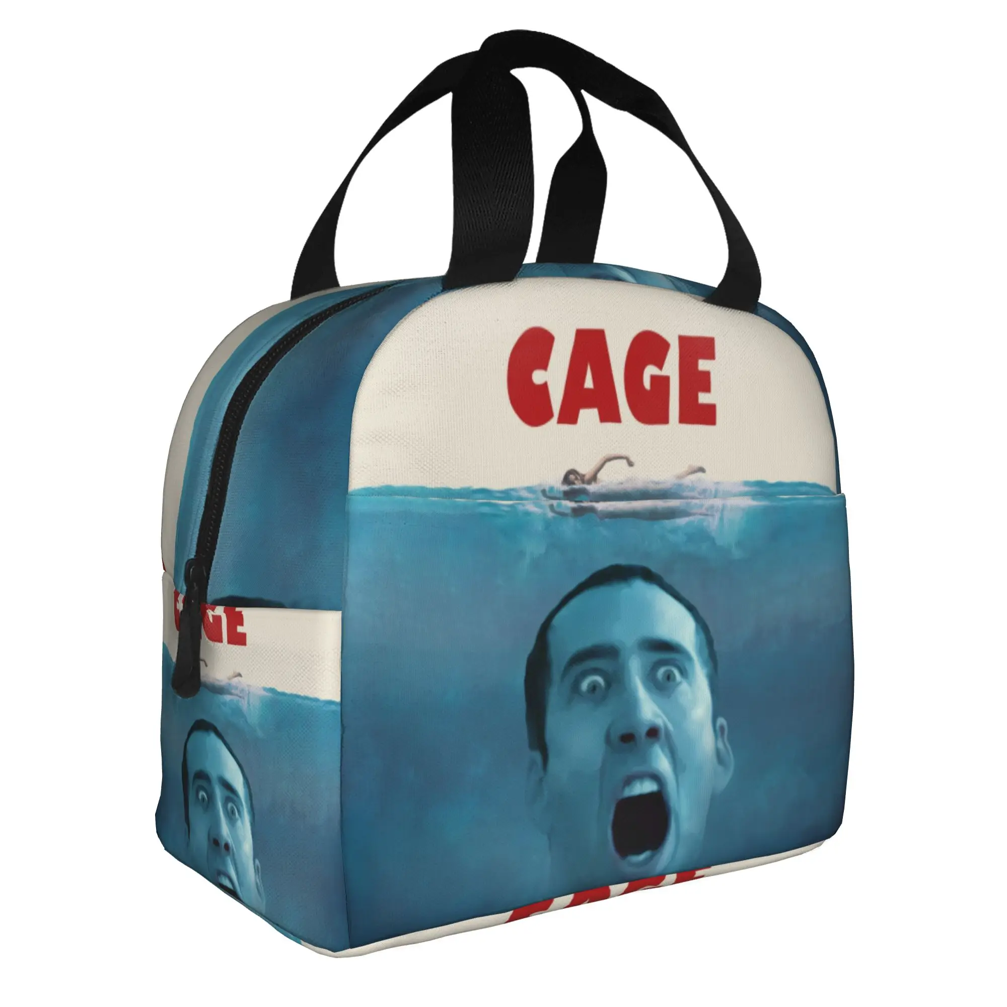 Funny Nicolas Cage Thermal Insulated Lunch Bag Women  Portable Lunch Container for Outdoor Camping Travel Multifunction Food Box