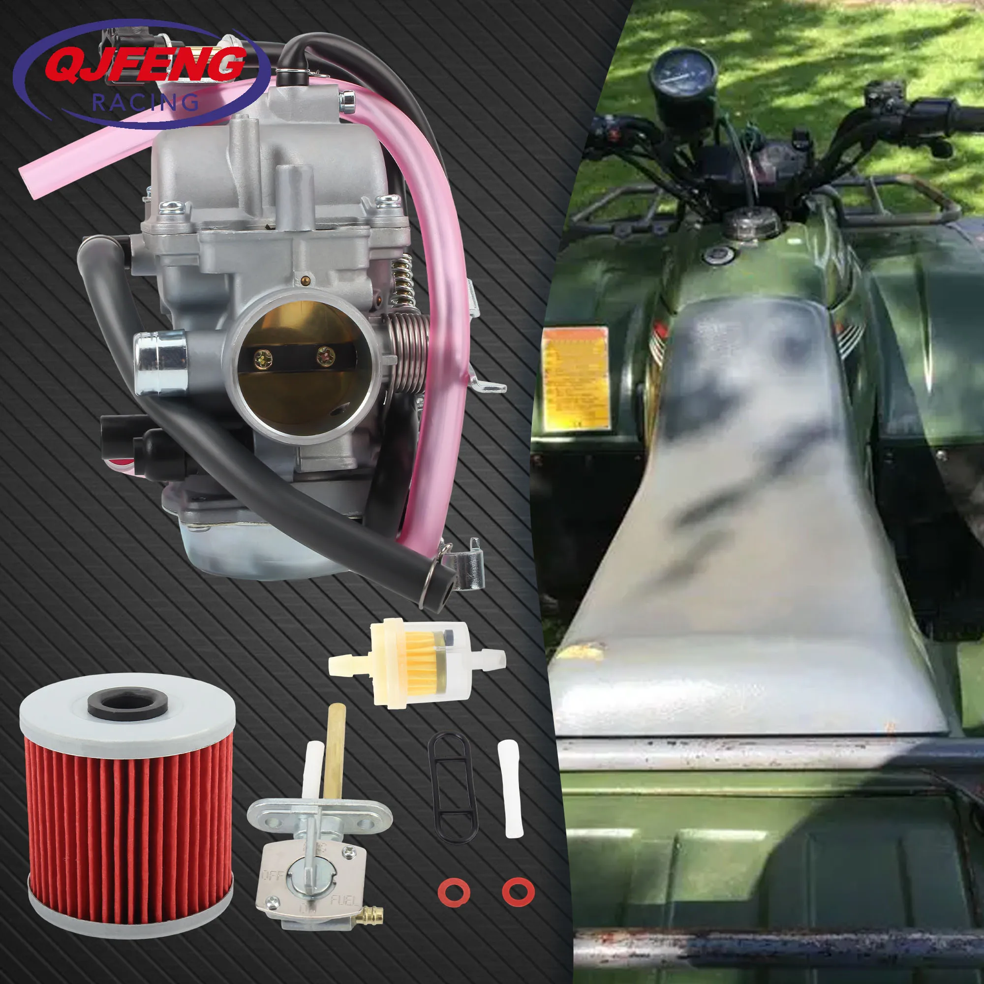 

for KLF 300 KLF300 BAYOU 4-Stroke Motorcycle Carburetor 300 KLF300C 4X4 1996-2005 ATV UTV Carb Air Intake Fuel With Air filter