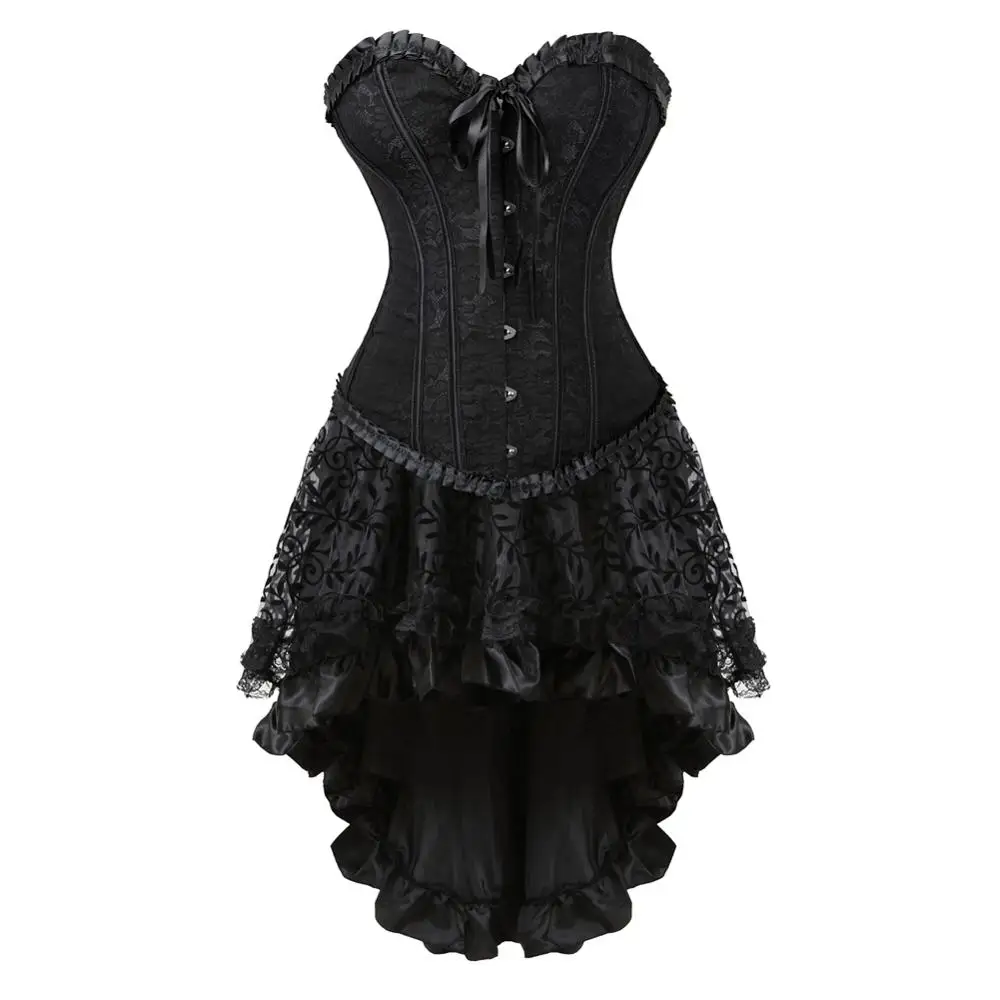 Corset Dresses Plus Size Korsage Sexy Renaissance Boned Bustier with Long Tulle Skirt Dance Party Costumes Rave Outfits