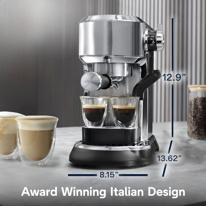 ماكينة اسبريسو ديديكا مايسترو بلس ماكينة اسبريسو مع عصا بخار أوتوماتيكية لللاتيه والكابتشينو والقهوة والفولاذ المقاوم للصدأ،