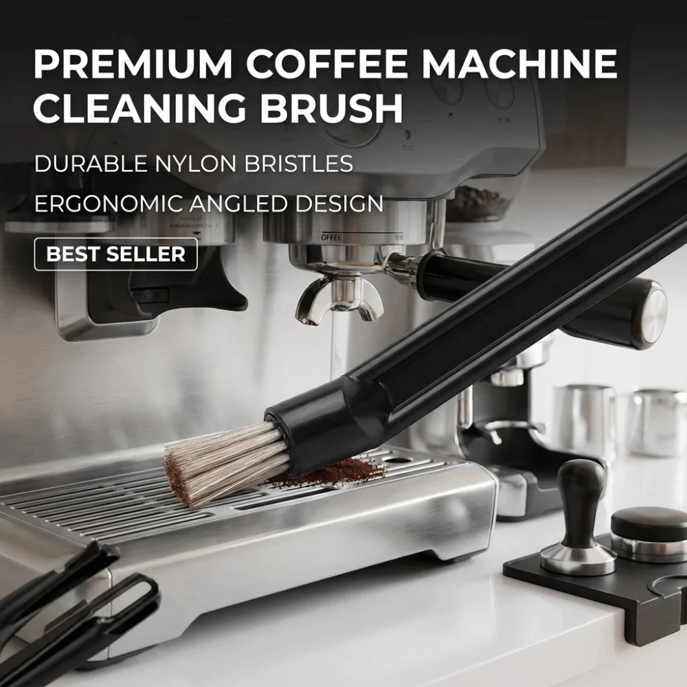 Brosse de nettoyage pour machine à café avec manche en plastique, multi-usages, anti-brûlure, pour machine à expresso, outils de barista, brosse de nettoyage de la poussière