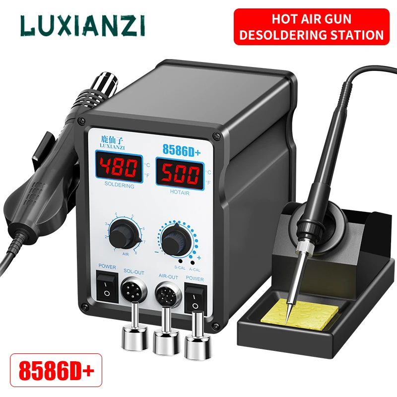 

LUXIANZI 8586D+ Soldering Station 2 IN 1 Digital Display SMD Rework Hot Air Gun For Mobile Phone Welding Desoldering Repair Tool