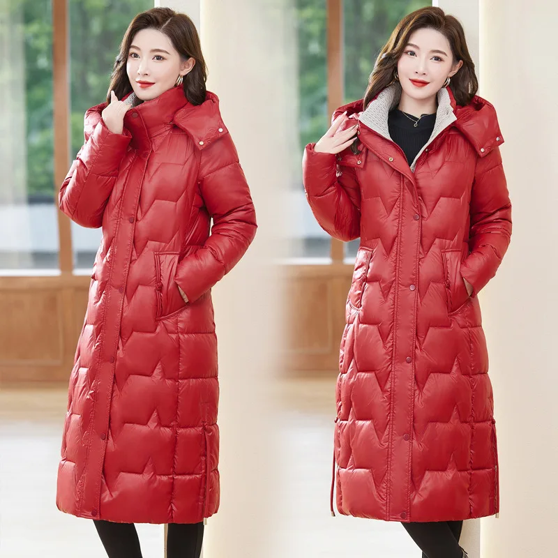 

New Down Coats Long-style Cotton Dress Korean Version Puffer Jacket Korean Fashion Jackets Winter Heat Parka Feminina Outwe