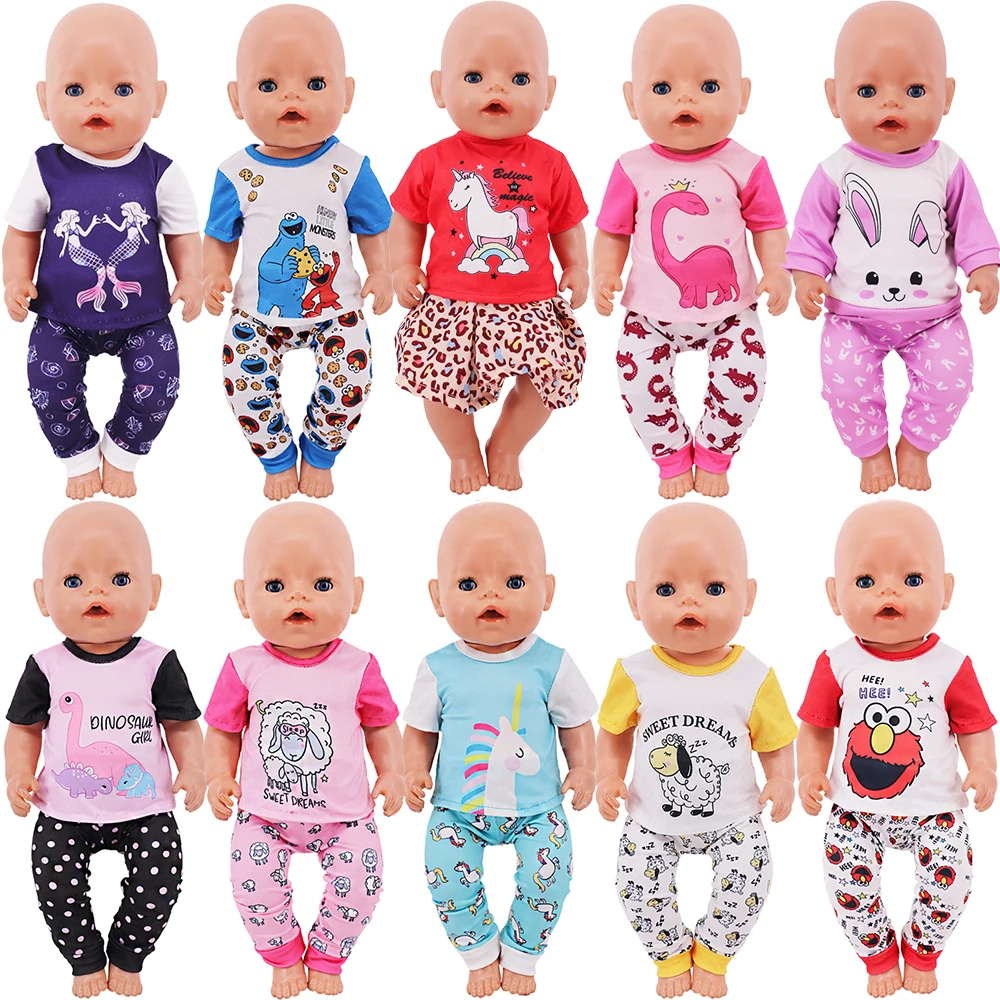 Doll Accessories Clothes Pajamas Mini Animal Printing Dress For 43Cm Rebirth Doll 18Inch Baby Doll DIY Toy Gifts Our Generation