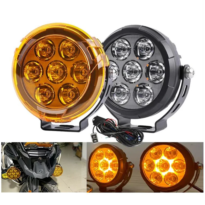 

4.5inch Motobike Lights With Dimmable Wire Harness White/Amber DRL ADV Enduro Street GR Motorcycle Auxiliary External Spotlight