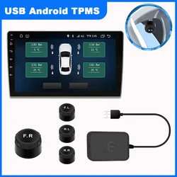 USB Android TPMS Tire Pressure Alarm Monitoring System Spare Tyre External Sensor USB TMPS for Car Voltage Temperature Warning