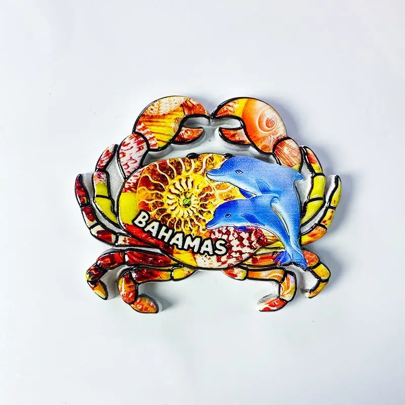 

Bahama Crab Refrigerator Magnet Travel Souvenir 3D Magnetic Attraction Internet Celebrity Kitchen High-Value Decorative Items
