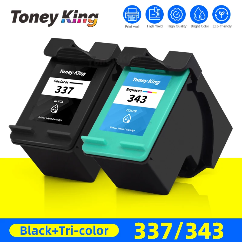 

Сменный чернильный картридж Toney King 2PK 337XL для HP 337 343 для HP Officejet H470 H470b H470wbt 6300 6310 6313 6315 K7100