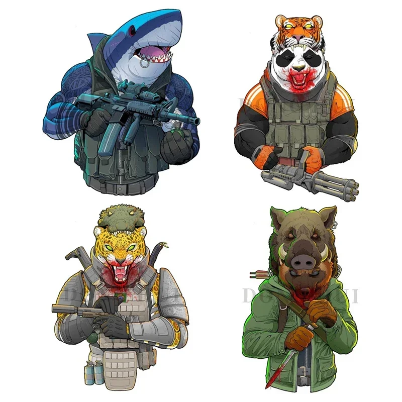 

Animal Warrior Sticker Animal Vinyl Sticker Car Brown Bear Soldier Panda Wall Sticker Motorcycle Fridge Helmet Laptop Decal