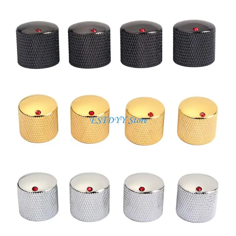 

G6DE 4Pcs Volumes Tone Dome Top Knobs for Electric Guitar & Bass Part Enduring