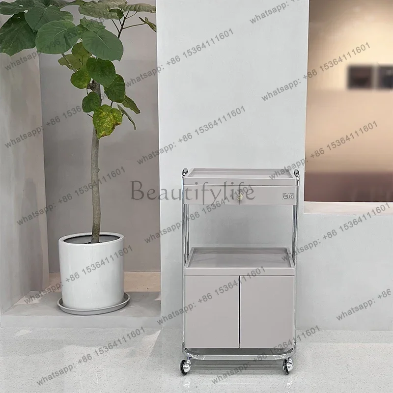 Factory Direct Sales Stainless Steel Luxury Rolling Cart Beauty Salon Utility Drawers Storage Salon Trolley Tool Salon Furniture 5