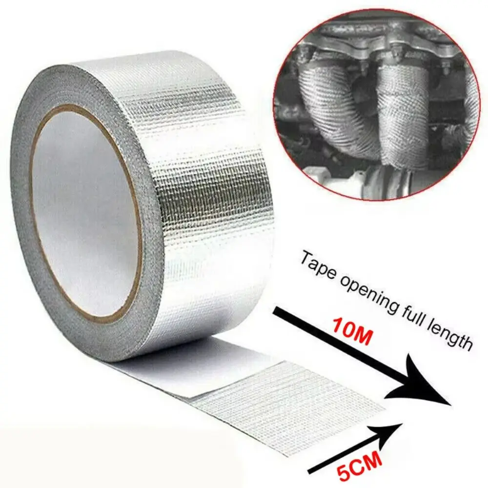 New 10M Fiberglass Aluminum Foil Tape Self-Adhesive High Temperature Aluminum Foil Tape Silver Duct Tape Seal Pipe