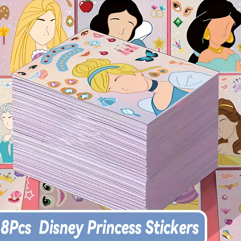 8 Disney Princess cartoon stickers, matte finish, self-adhesive PVC  Irregular shape, English, disposable, used forDIY scrapbook