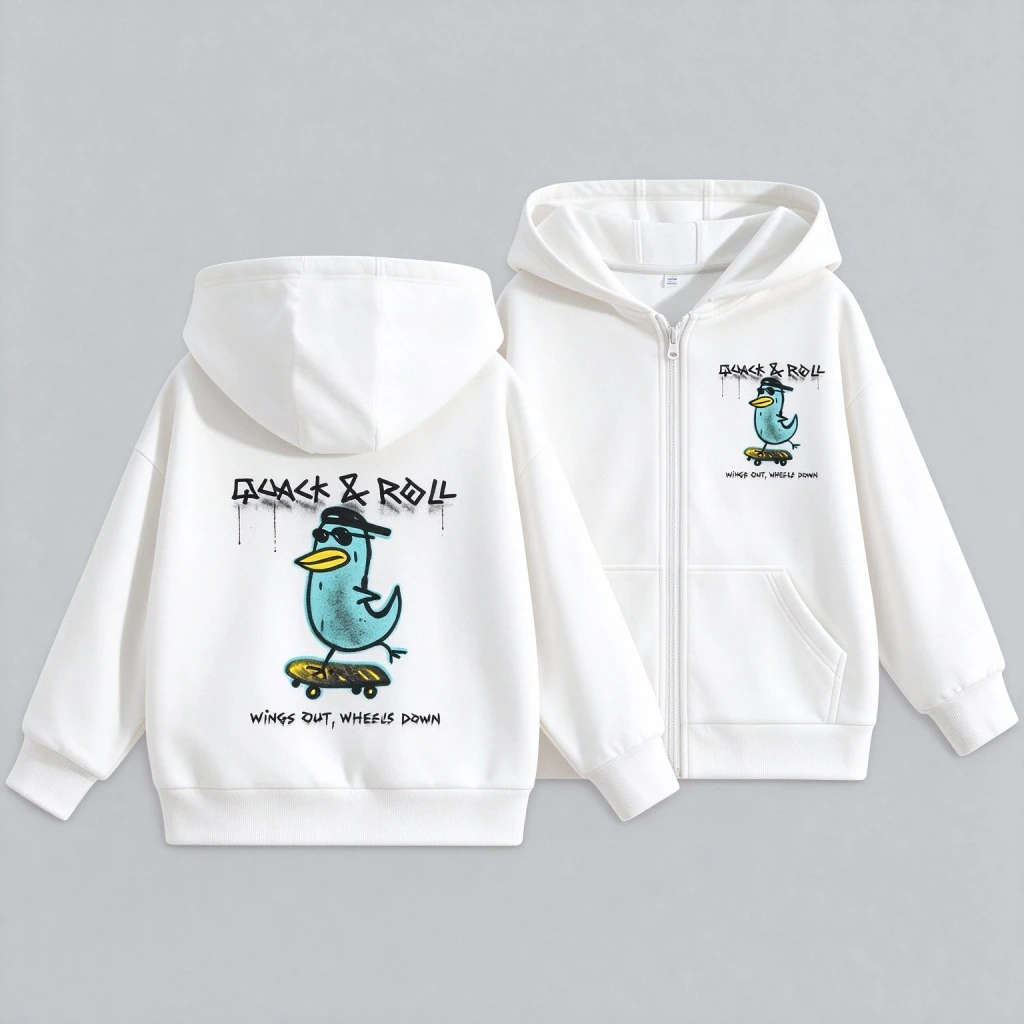 Casual Hooded Coats For Boys And Girls New Design Double-side Print Hoodies Outerwear Children Plush Spring Autumn Clothing