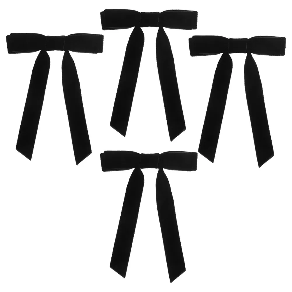 

Набор из 4 велюровых бантов для волос: милые аксессуары с длинными лентами, стильные банты-ленты для девочек и женщин, аксессуары для волос для женщин и маленьких девочек