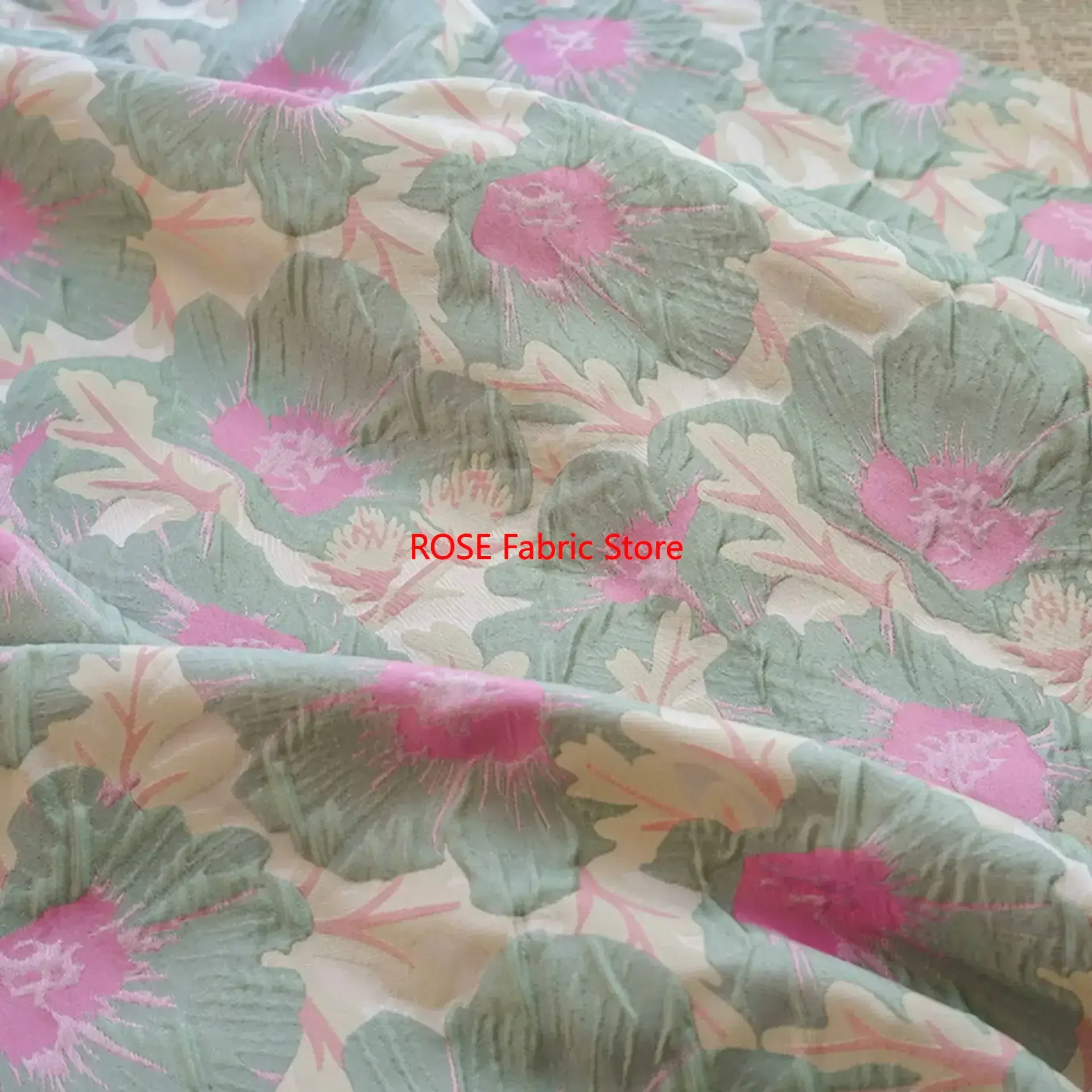 

1-метровая рельефная тканая жаккардовая ткань с цветочным принтом, элегантное женское платье, юбка, сумка для багажа, декоративная швейная ткань