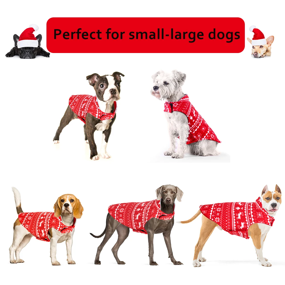 YOKEE Christmas Pet Clothes Autumn And Winter Double-sided Wear Thick Printing Fleece Jacket Coat Dog Clothes