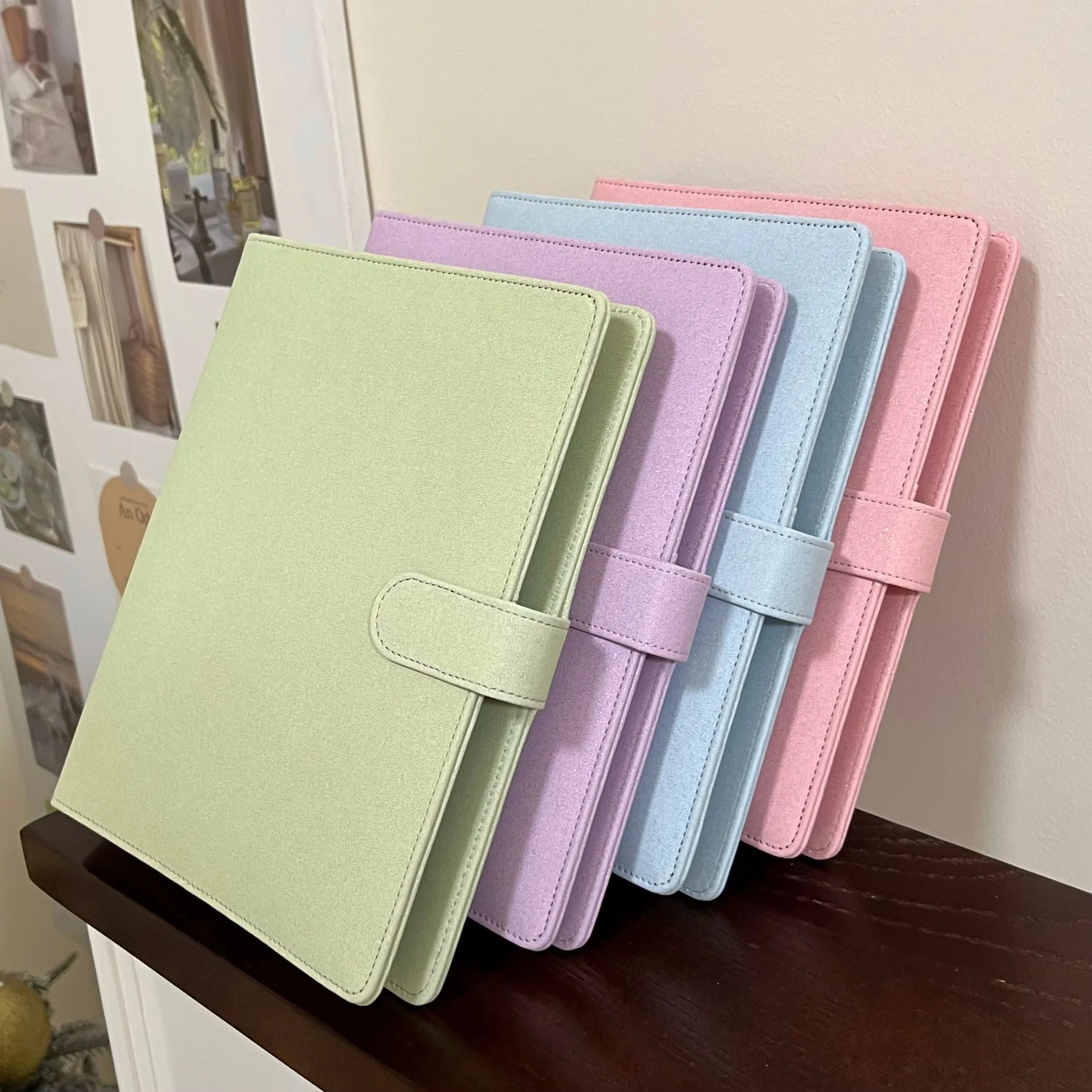 MINKYS Makronen Funkelnde PU A5 Kpop Fotokarten Sammelbuch 3 Zoll Fotokarten Aufbewahrungsalbum Korea Kawaii Briefpapier – Detail 1
