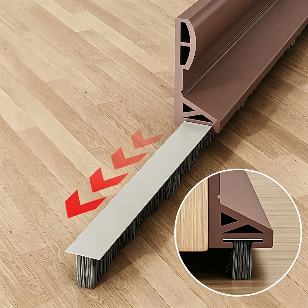 New Self-adhesive TPE Brush Door Bottom Seal Strip Insectproof Soundproof Draft Stopper Weather Insulation Door Sealing