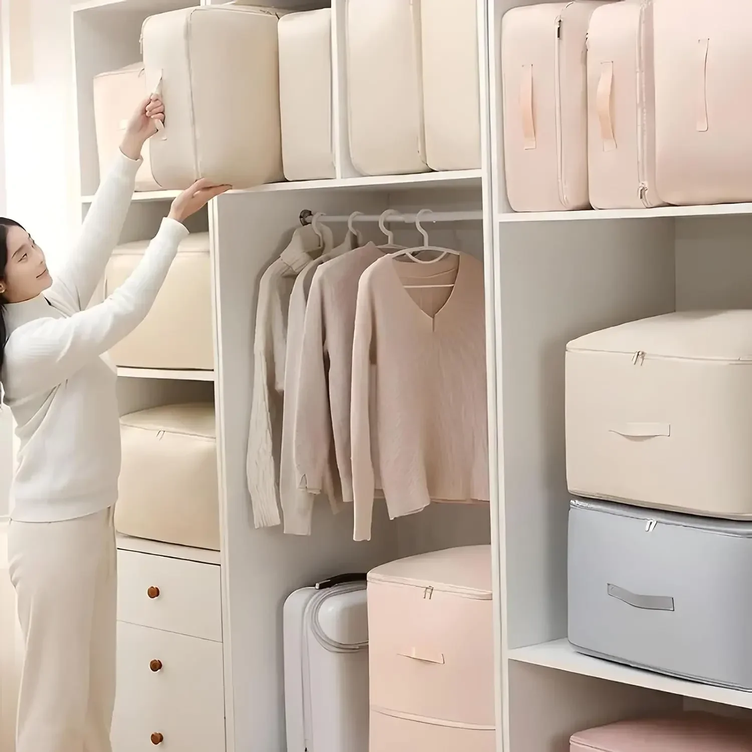 1/3pcs Large Compression Bag Quilt Clothes Closet Cabinet Organizer Storagepouch Ultra Space Saving Self Compression Organizer