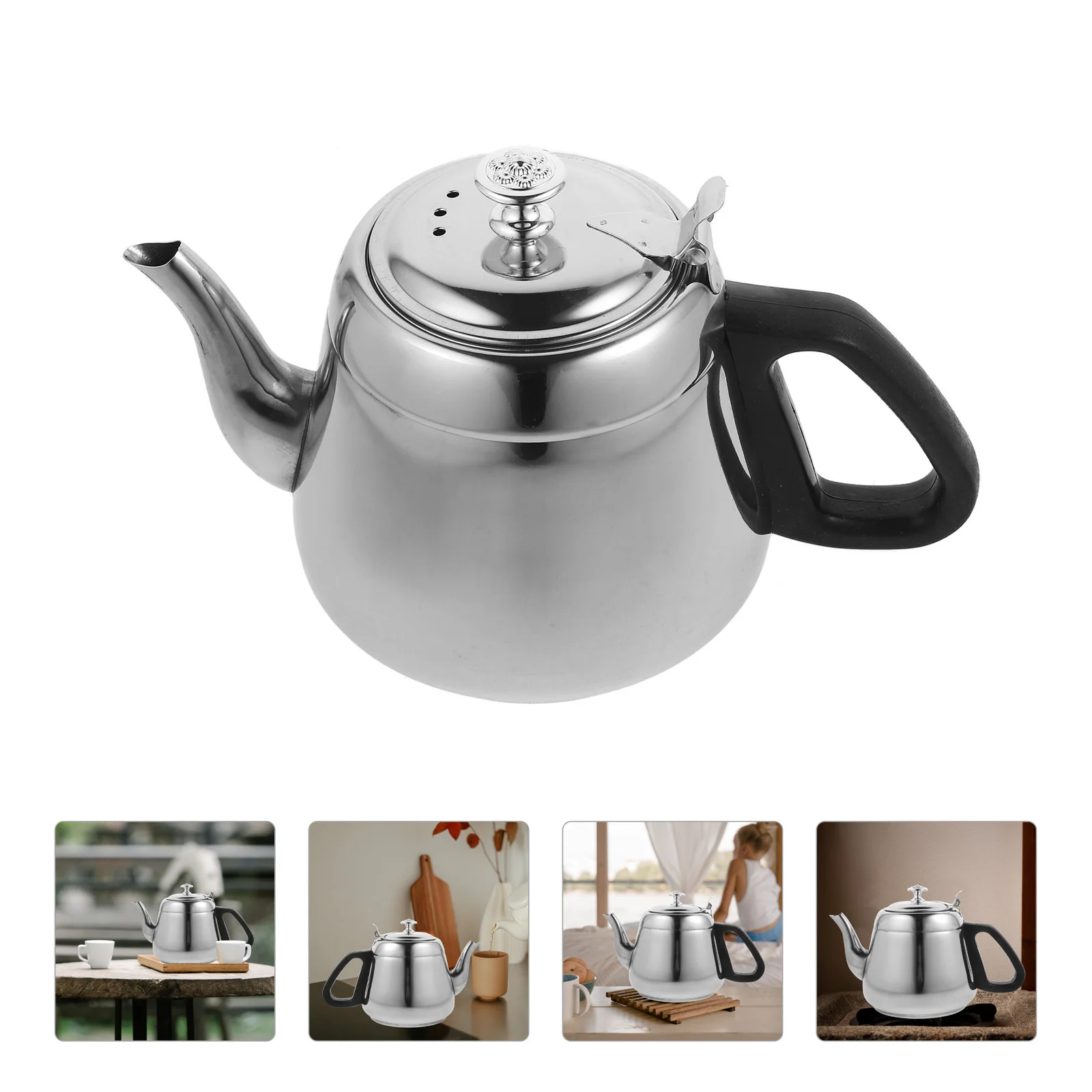 

Stainless Steel Water Kettle Large Capacity Built-In Strainer For Tea Brewing Compatible With Induction Cooker Stove Top