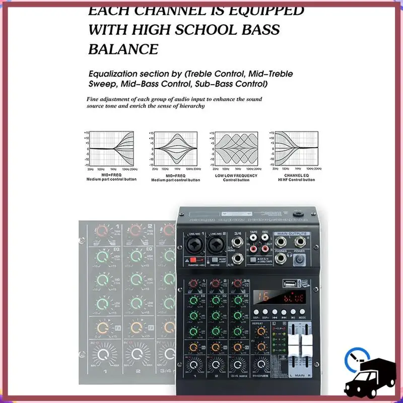 

Efficient HM-4M 4 Channel Studio Audio Mixer Sound Mixing Console For PC Recording DJ Stage Family KTV Campus Speech Meeting
