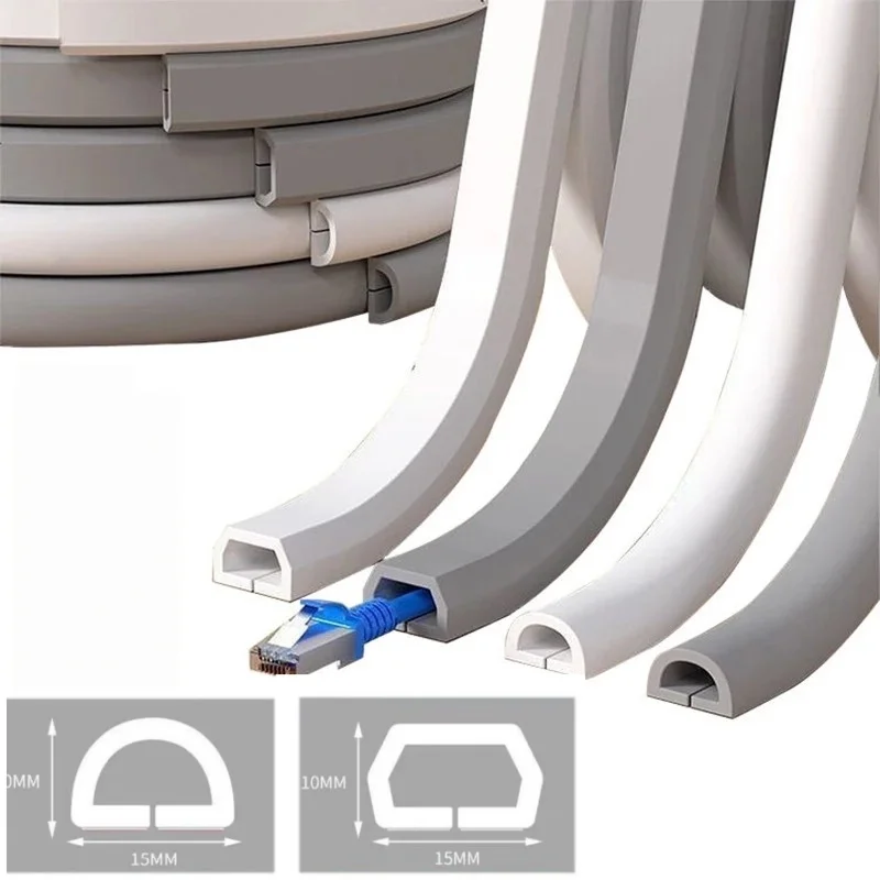 Anti-extrusion Floor Cord Cover Arc Self-Adhesive Extension Wiring Duct Protector Durable Power Cable Protector