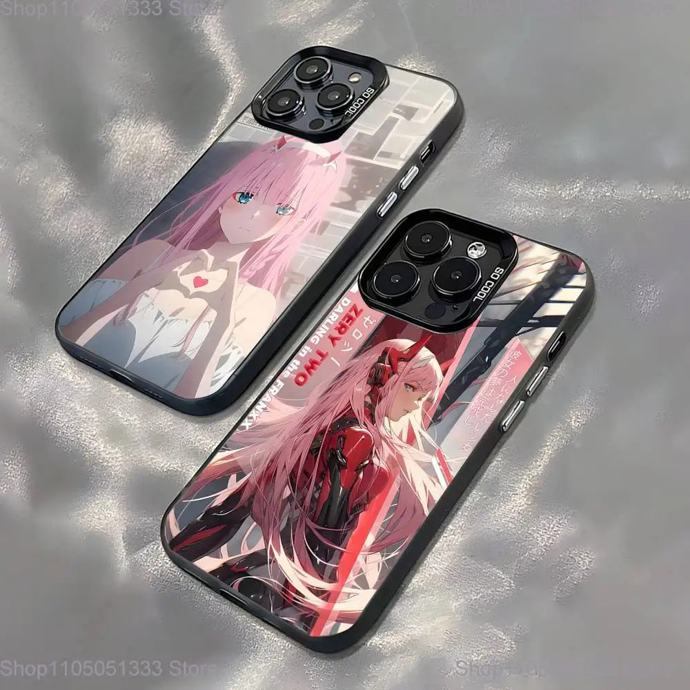 

Darling in The Franxx Zero Two Phone Case For iPhone 16,15,14,13,12,11,Pro,XS,Max,Plus,Mini Black Candy Matte Shockproof Cover