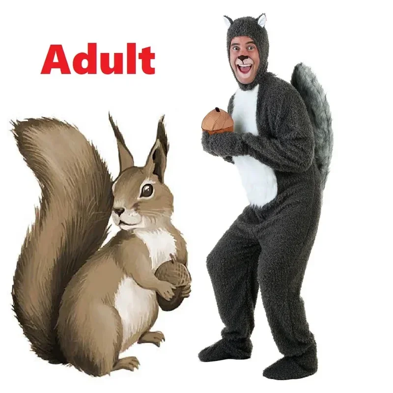 Furry Squirrel Costume With Acorn For Adult And Toddler MN12