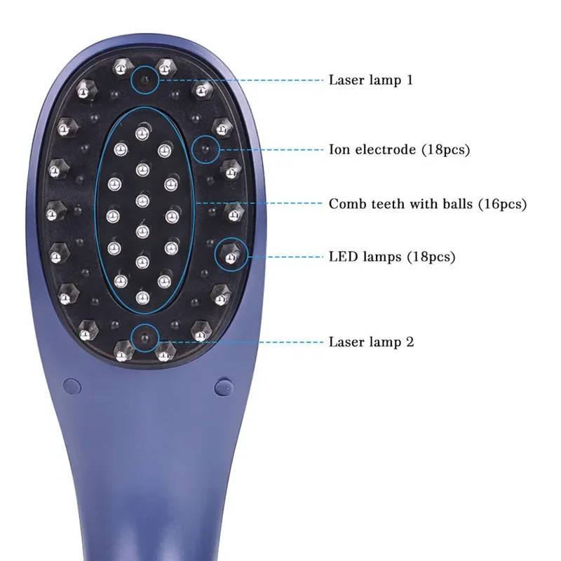 

6 IN 1 RF Laser Vibration Massage Comb Anti Hair Loss Hair Care Electric Hair Growth Laser Comb With Cation anion