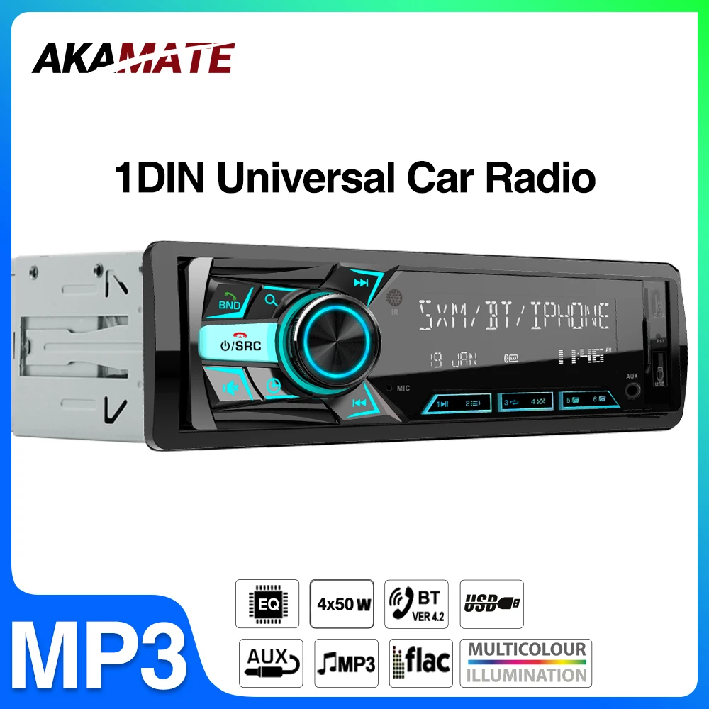 1din MP3 Car Radio Bluetooth AUX TF Card USB Multimedia Player Support Phone Charging FM Radio Audio EQ Stereo Universal