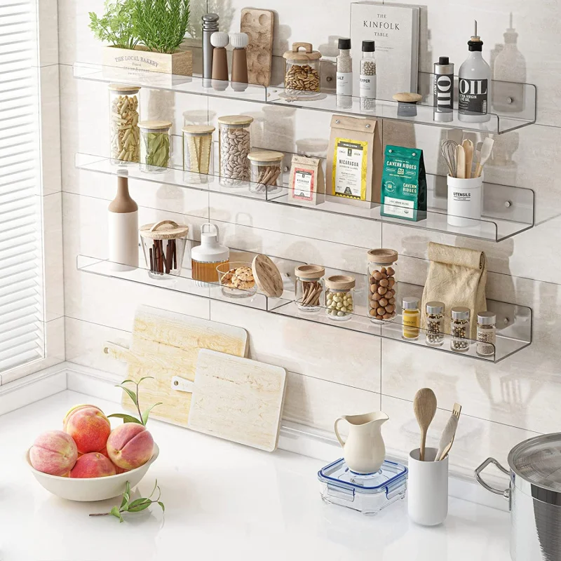 أرفف أكريليك Fixwal أرفف عائمة مثبتة على الحائط تعرض رف الكتب لتزيين الحائط #5