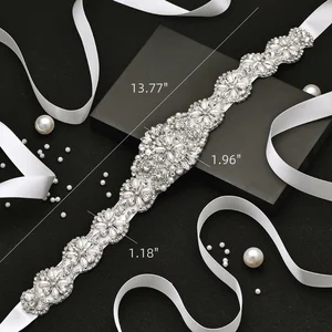 (1PC) Rhinestones cinto nupcial diamante casamento vestido cinto com cristal casamento faixa para o vestido de casamento acessórios WDD1043 8 principais vendas cinto com miçangas - №1