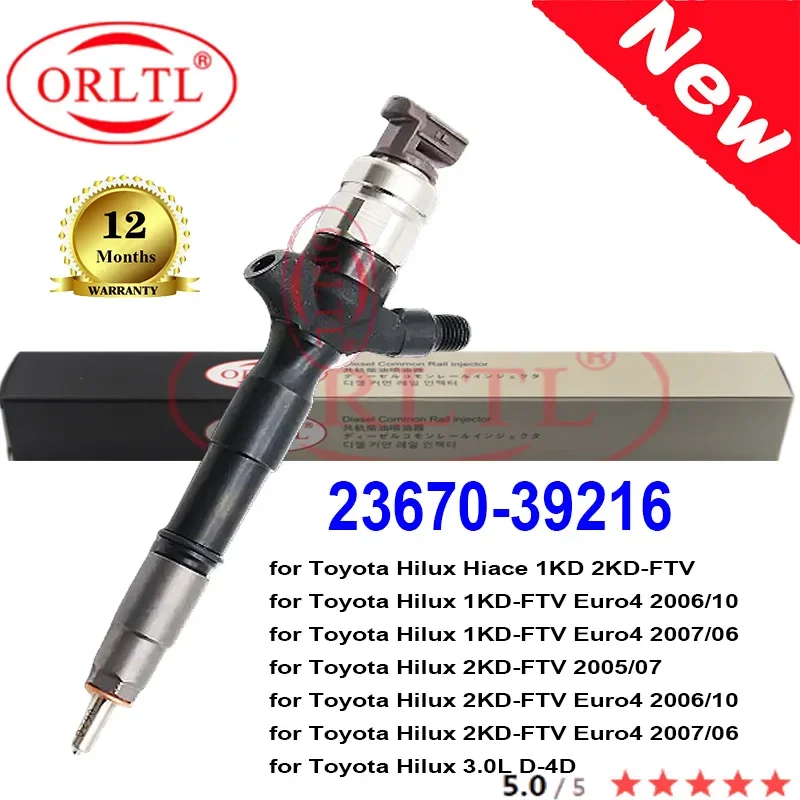 

ORLTL 23670-39216 New Diesel Fuel Injector 095000-8290 Nozzle for Toyota Hilux Hiace 1KD 2KD-FTV 2367039216