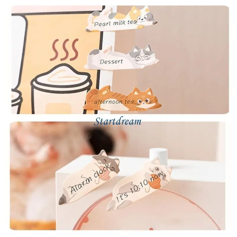 180 Counts Kitten Notes Pad 15x45mm Adhesive Index Sticker Writable Page Tabs K92C